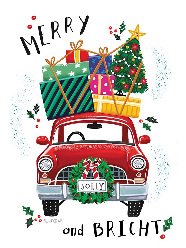Merry and Bright Holiday Car art print by Elizabeth Tyndall for $57.95 CAD