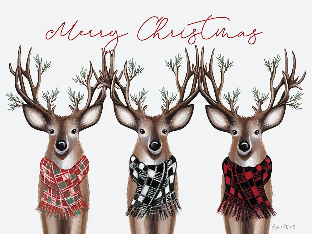 Merry Christmas Deer Trio art print by Elizabeth Tyndall for $57.95 CAD