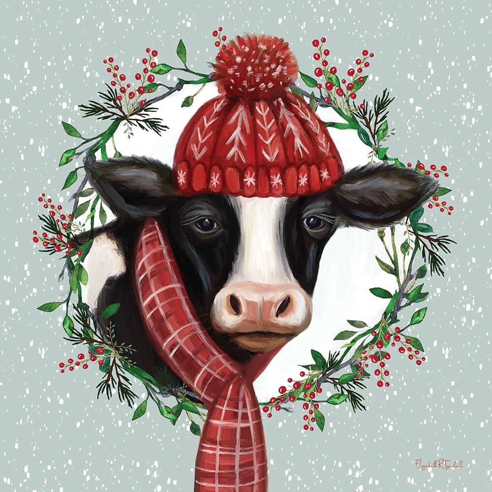 Christmas Cow art print by Elizabeth Tyndall for $57.95 CAD