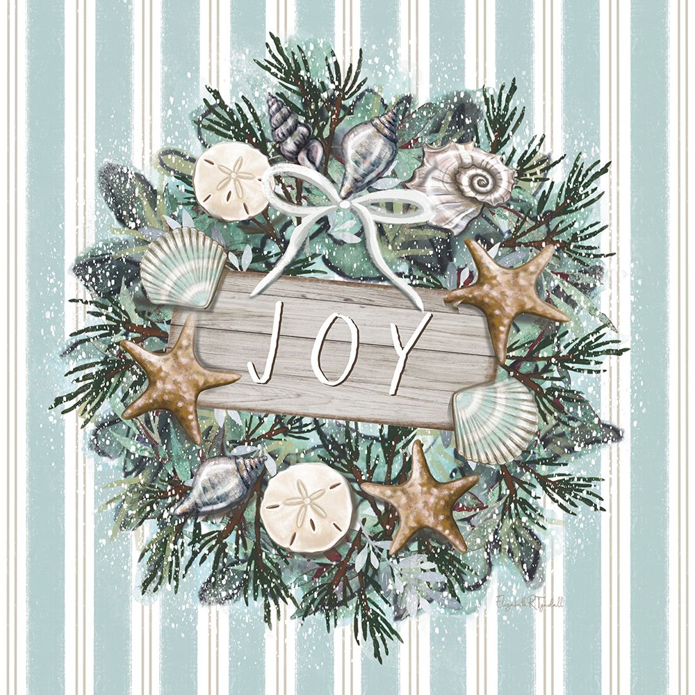 Joy Coastal Christmas Wreath art print by Elizabeth Tyndall for $57.95 CAD