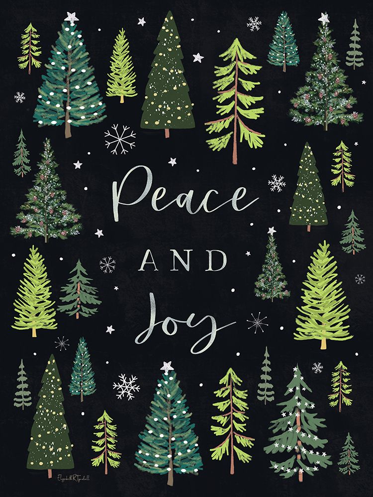 Peace And Joy Christmas Trees art print by Elizabeth Tyndall for $57.95 CAD