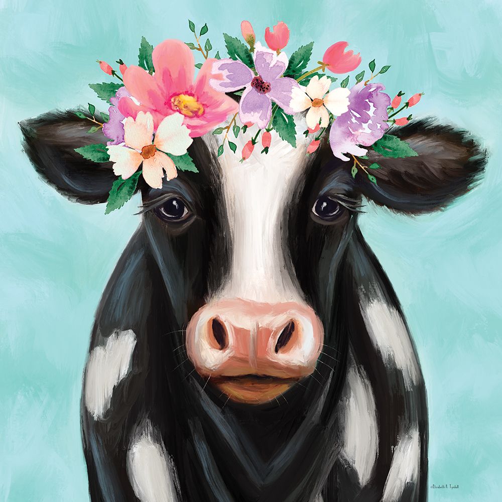Floral Cow art print by Elizabeth Tyndall for $57.95 CAD