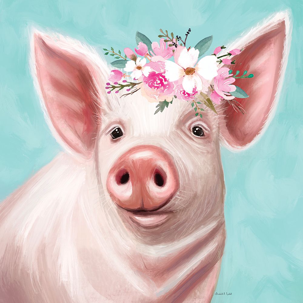 Floral Pig art print by Elizabeth Tyndall for $57.95 CAD
