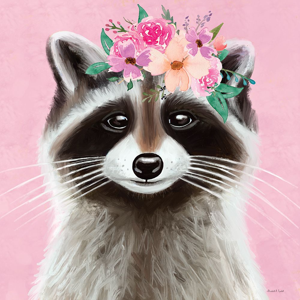 Floral Raccoon art print by Elizabeth Tyndall for $57.95 CAD