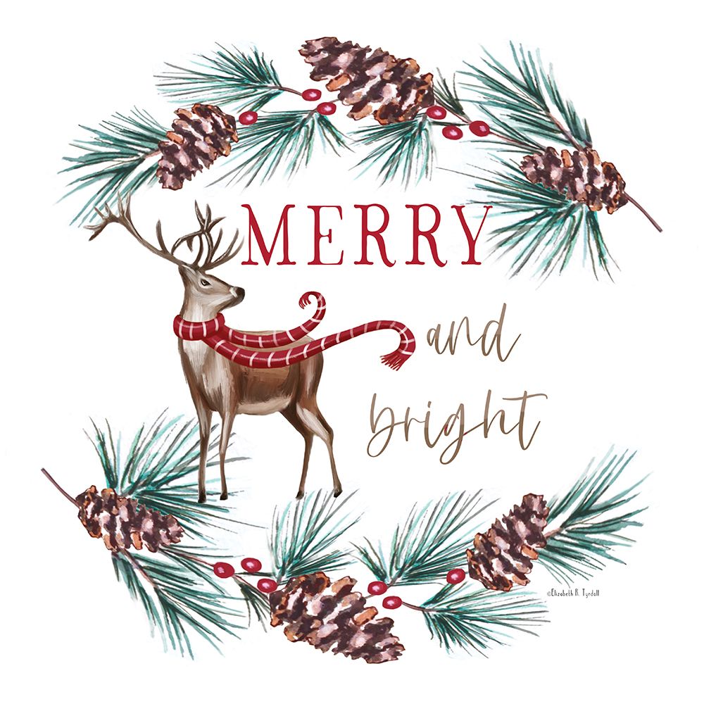 Merry and Bright Reindeer art print by Elizabeth Tyndall for $57.95 CAD