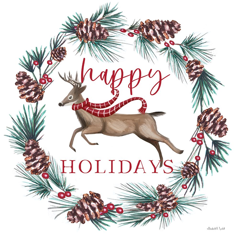 Happy Holidays Reindeer art print by Elizabeth Tyndall for $57.95 CAD
