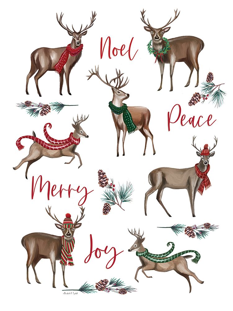 Merry Reindeers art print by Elizabeth Tyndall for $57.95 CAD