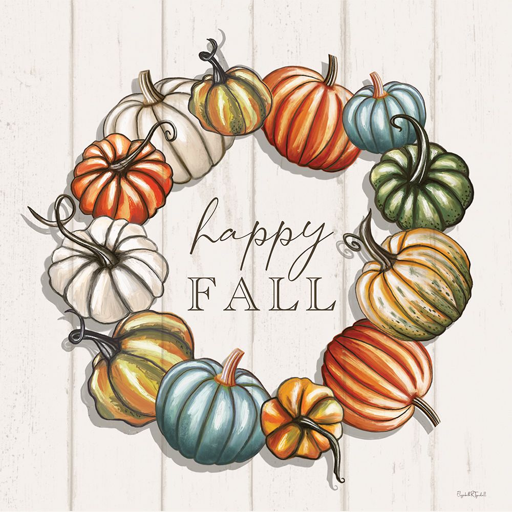 Happy Fall Pumpkin Wreath art print by Elizabeth Tyndall for $57.95 CAD