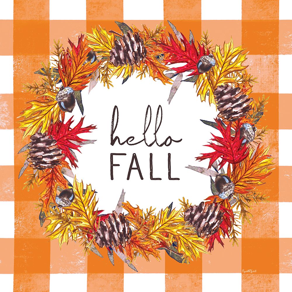 Orange Plaid Fall Wreath art print by Elizabeth Tyndall for $57.95 CAD