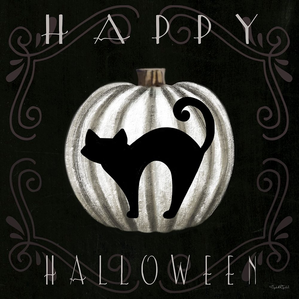 Happy Halloween Black Cat art print by Elizabeth Tyndall for $57.95 CAD