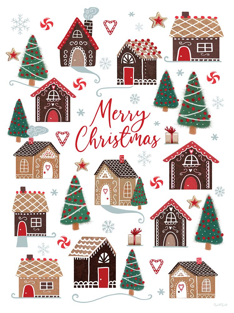 Merry Christmas Gingerbread Houses art print by Elizabeth Tyndall for $57.95 CAD