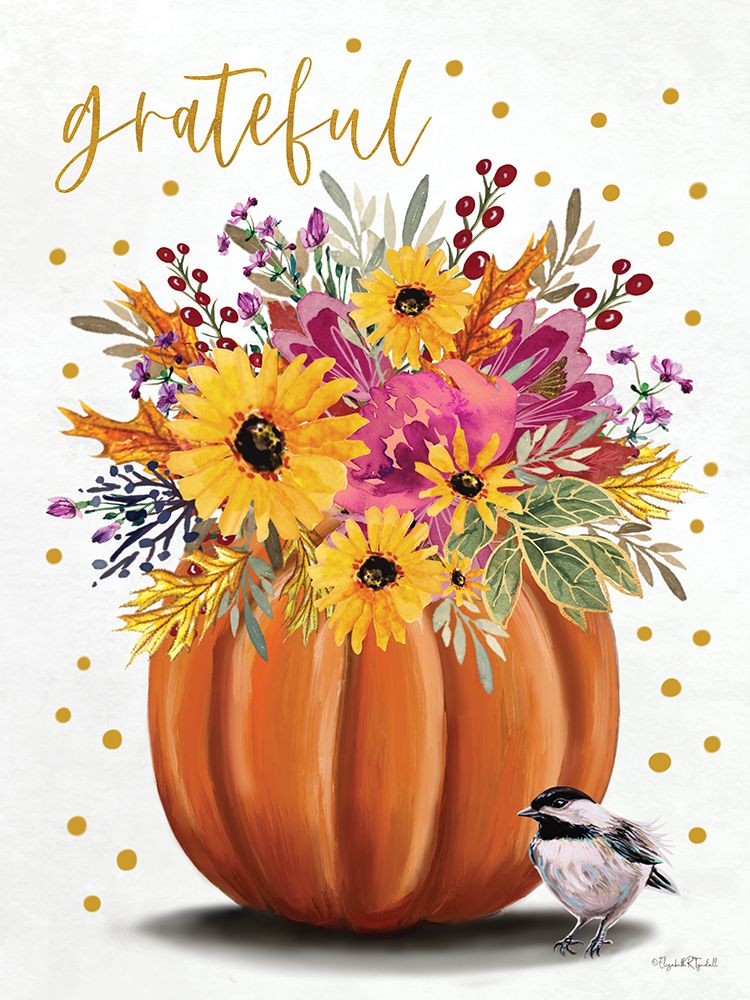 Grateful Floral Pumpkin art print by Elizabeth Tyndall for $57.95 CAD