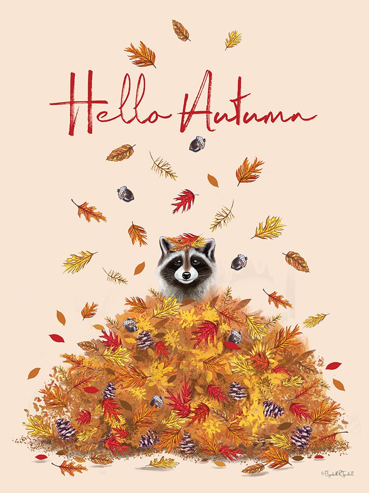 Hello Autumn Raccoon art print by Elizabeth Tyndall for $57.95 CAD