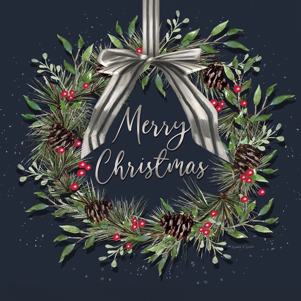 Merry Christmas Wreath art print by Elizabeth Tyndall for $57.95 CAD
