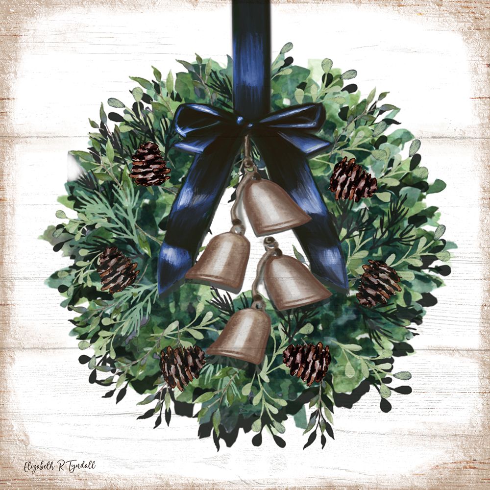 Navy Bow Wreath art print by Elizabeth Tyndall for $57.95 CAD