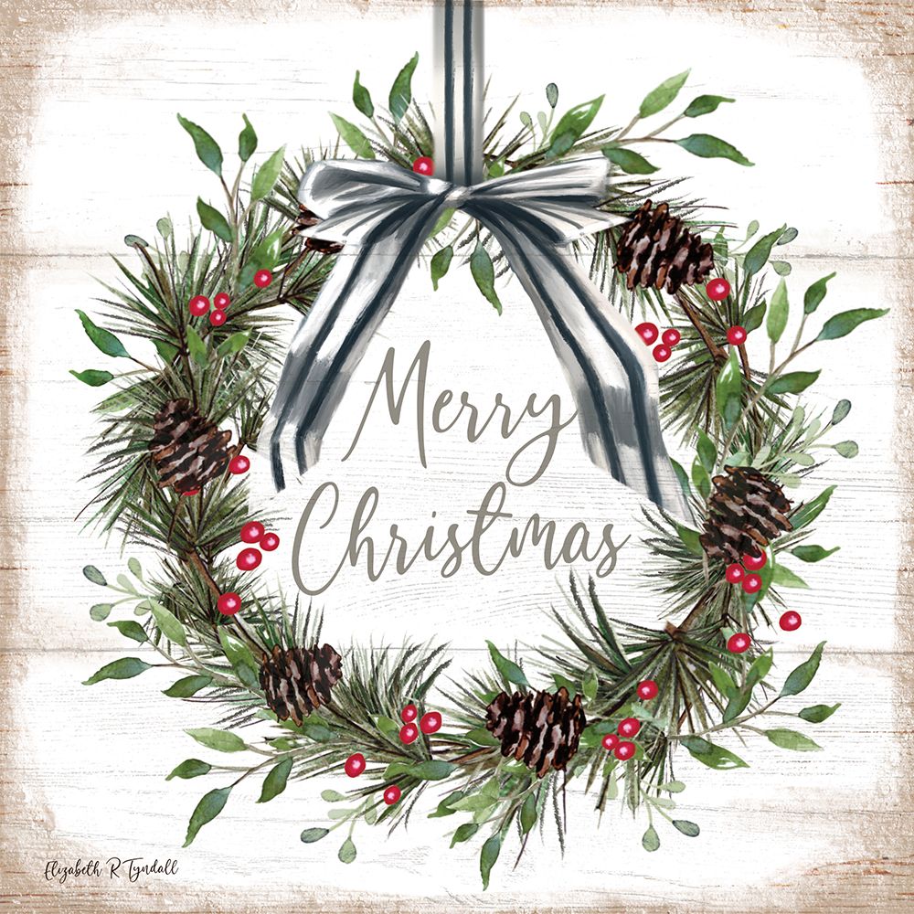 Merry Christmas Wreath art print by Elizabeth Tyndall for $57.95 CAD