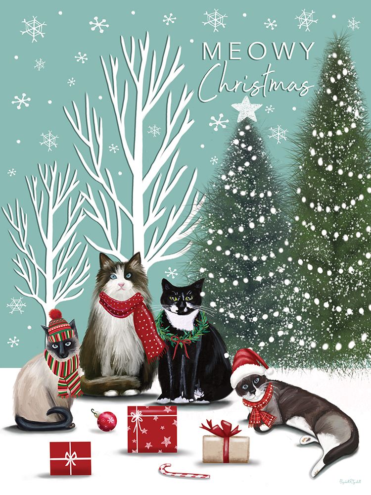 Christmas Cats art print by Elizabeth Tyndall for $57.95 CAD