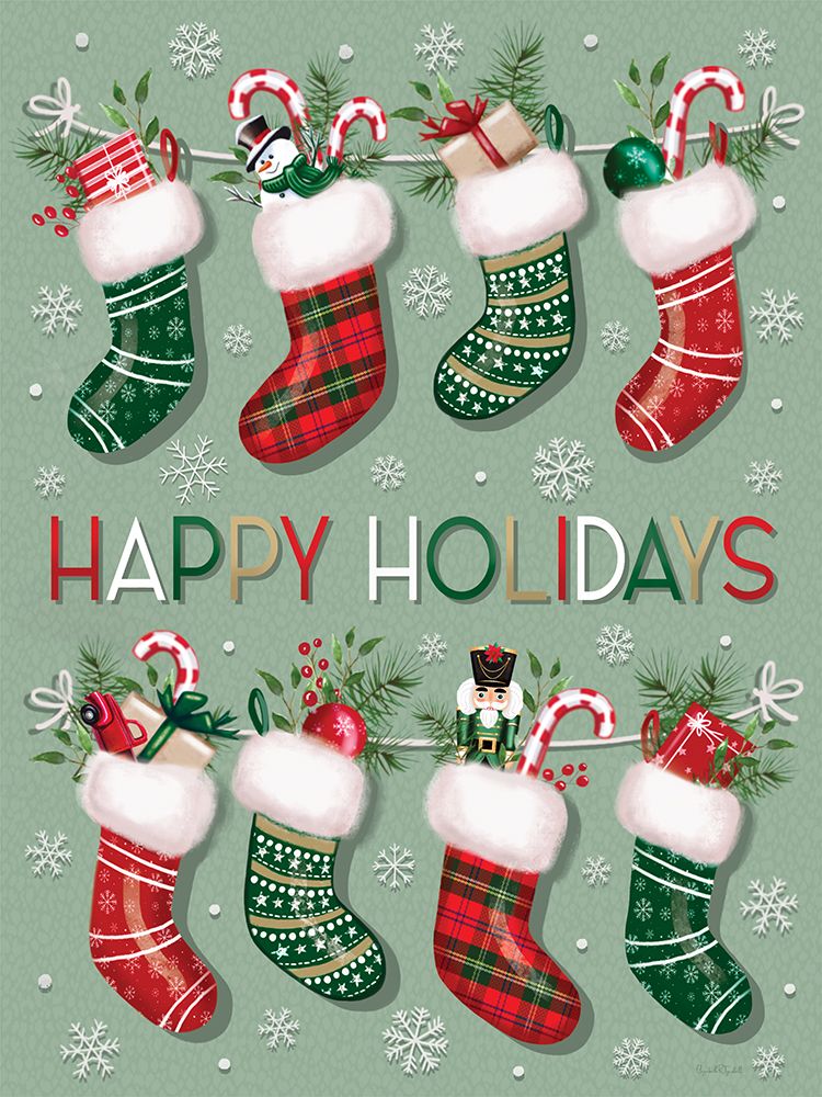 Happy Holidays Stockings II art print by Elizabeth Tyndall for $57.95 CAD