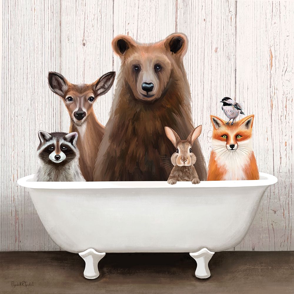 Wilderness Friends Bathtime art print by Elizabeth Tyndall for $57.95 CAD