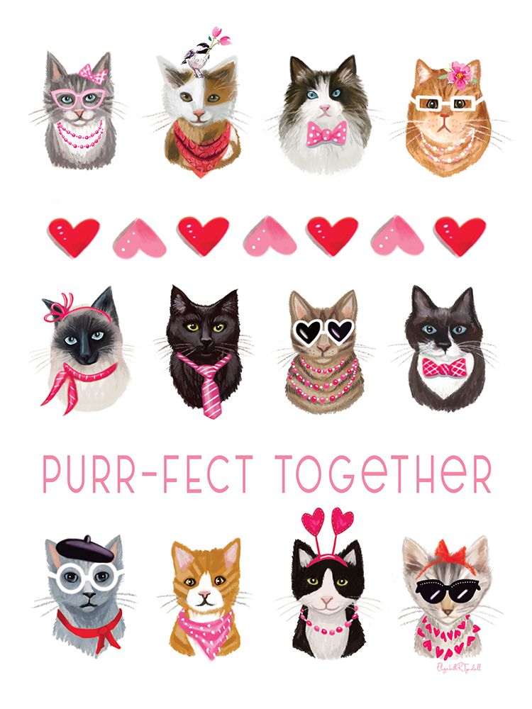 Purr-fect Together art print by Elizabeth Tyndall for $57.95 CAD