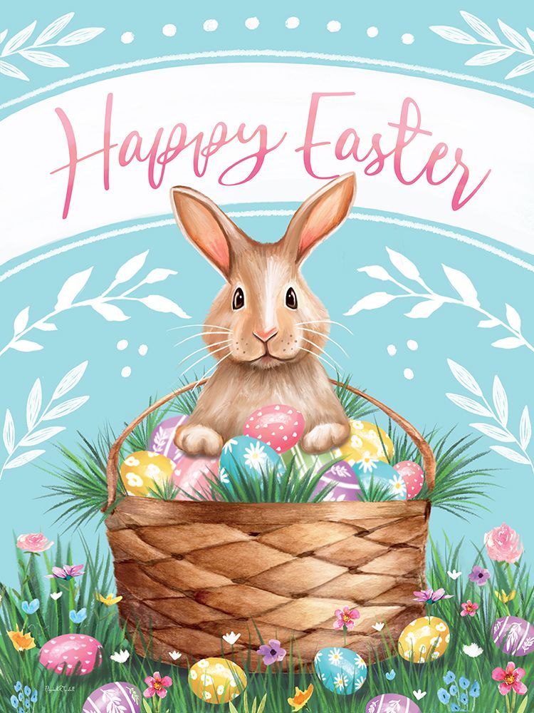 Happy Easter Bunny Basket art print by Elizabeth Tyndall for $57.95 CAD