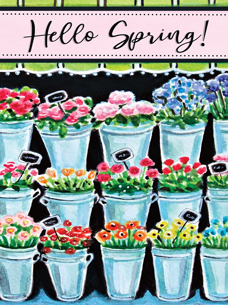 Hello Spring Flower Pails art print by Elizabeth Tyndall for $57.95 CAD