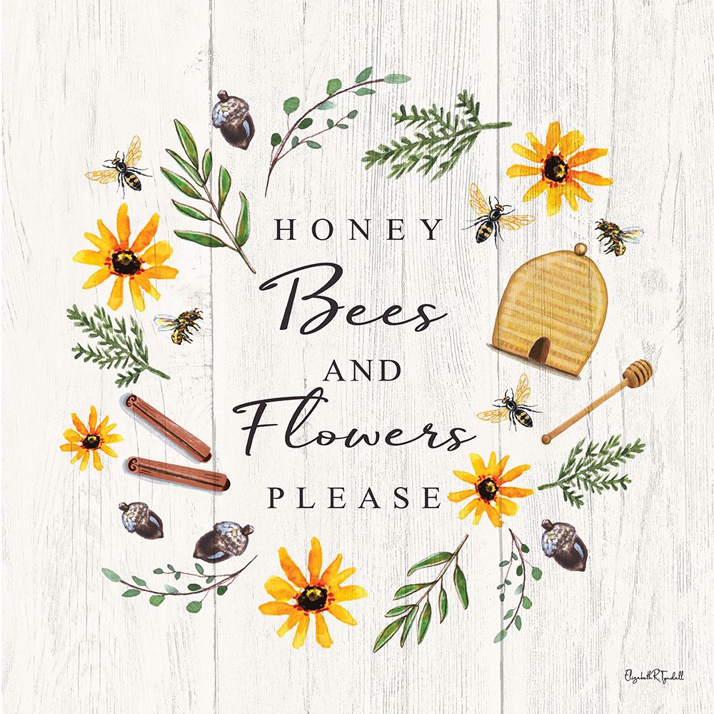 Honey Bees and Flowers Please art print by Elizabeth Tyndall for $57.95 CAD