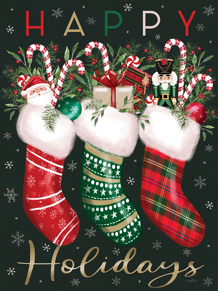 Happy Holidays Stockings art print by Elizabeth Tyndall for $57.95 CAD