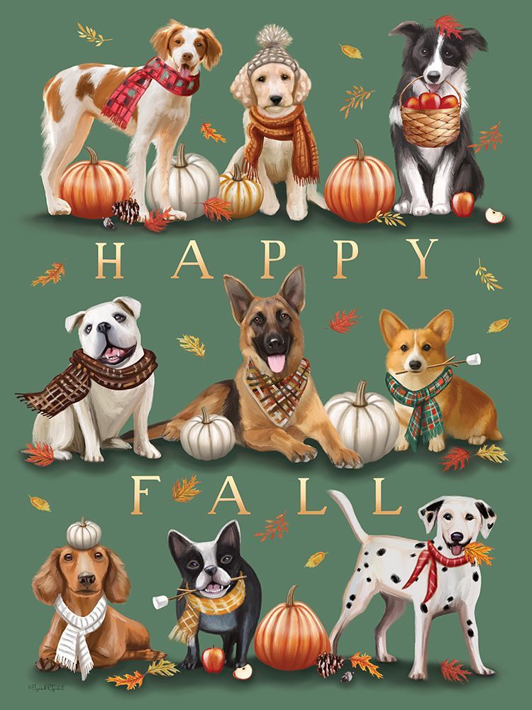 Happy Fall Dogs art print by Elizabeth Tyndall for $57.95 CAD