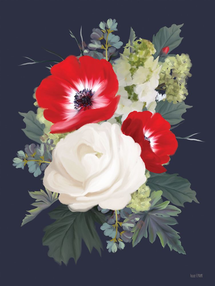 Navy Flower Fete II art print by House Fenway for $57.95 CAD