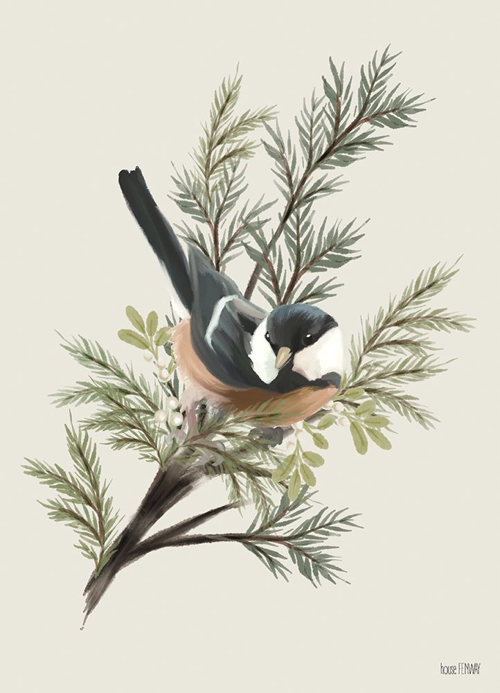 Christmas Chickadee art print by House Fenway for $57.95 CAD