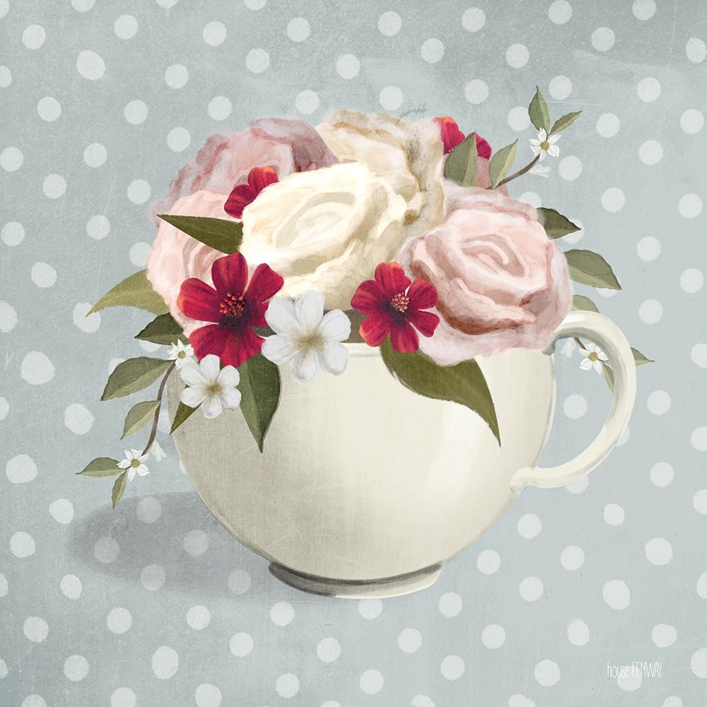 Polka Dot Coffee-Tea Rose art print by House Fenway for $57.95 CAD