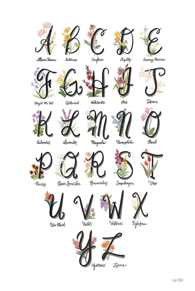 Flower Alphabet in White art print by House Fenway for $57.95 CAD