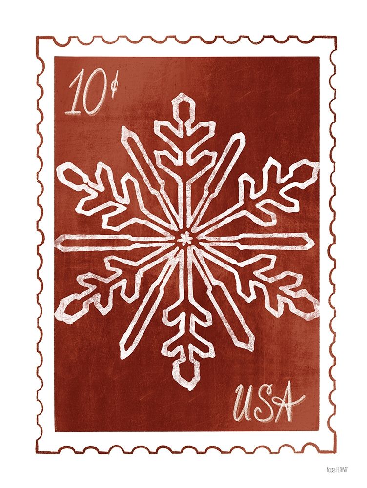 Christmas Stamp Red Snowflake art print by House Fenway for $57.95 CAD