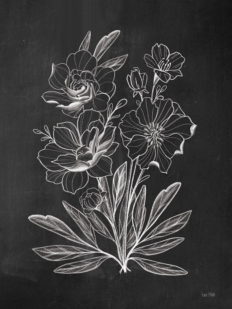 Vintage Chalkboard Flowers art print by House Fenway for $57.95 CAD