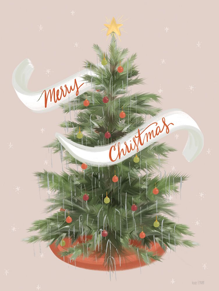 Merry Christmas Tinsel Tree art print by House Fenway for $57.95 CAD