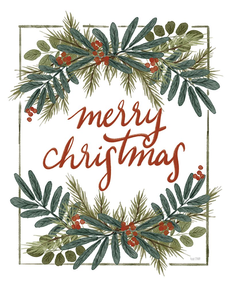Holly Green Merry Christmas art print by House Fenway for $57.95 CAD
