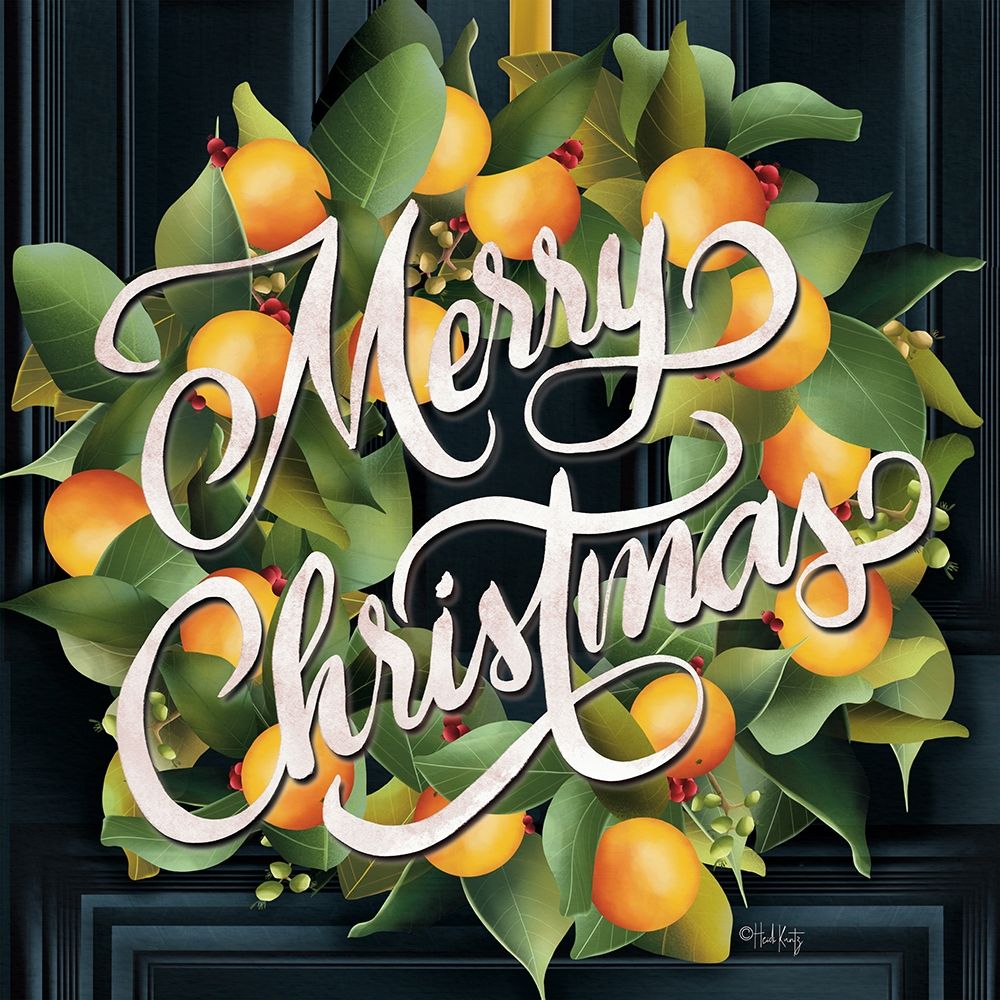 Merry Christmas Orange Wreath art print by Heidi Kuntz for $57.95 CAD