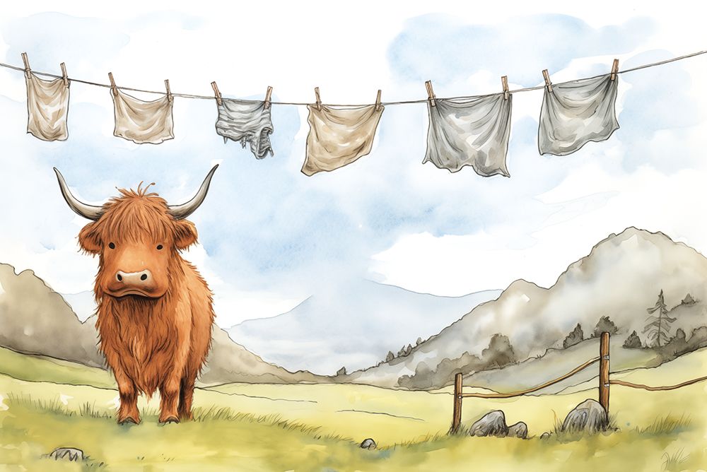 Clothesline Highland art print by Heidi Kuntz for $57.95 CAD