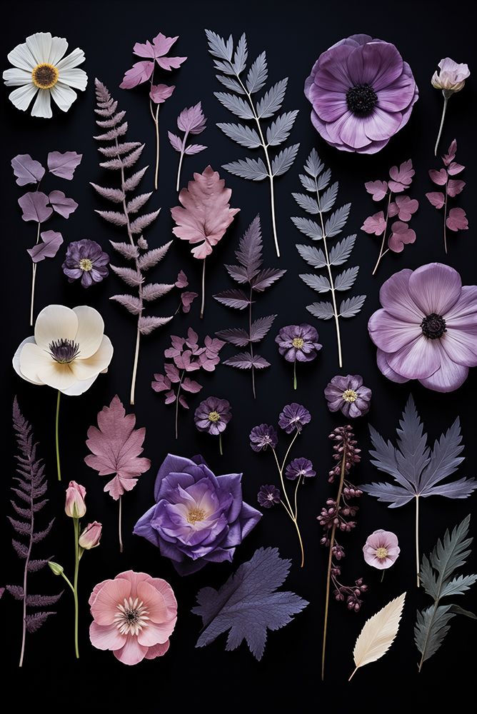 Amethyst Night Pressed Flowers I art print by Heidi Kuntz for $57.95 CAD