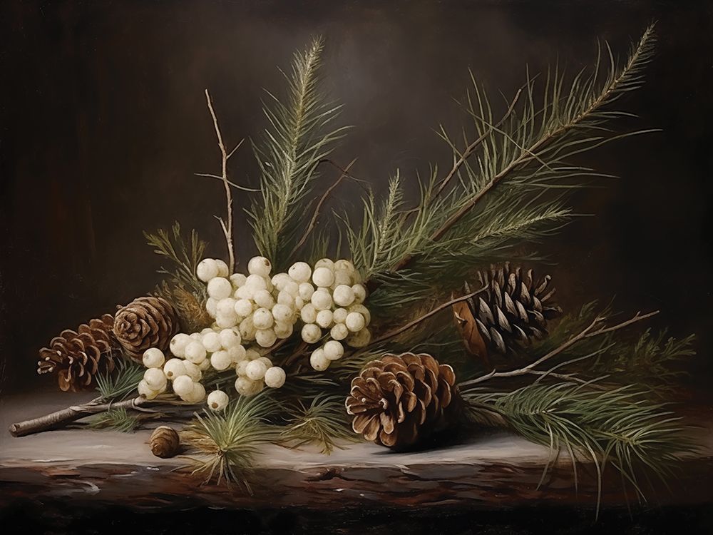 Pine and Snowberries art print by Heidi Kuntz for $57.95 CAD