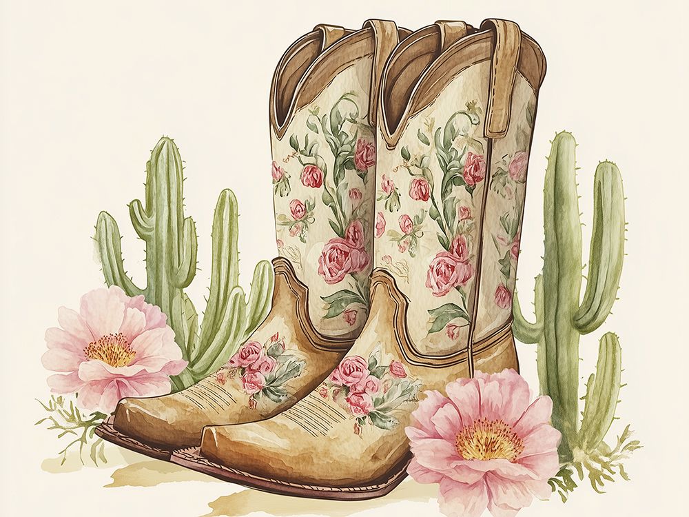 Dester Floral Boots art print by Heidi Kuntz for $57.95 CAD