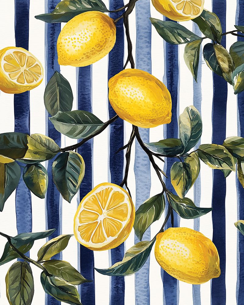 Lemons on Stripes 2 art print by Heidi Kuntz for $57.95 CAD
