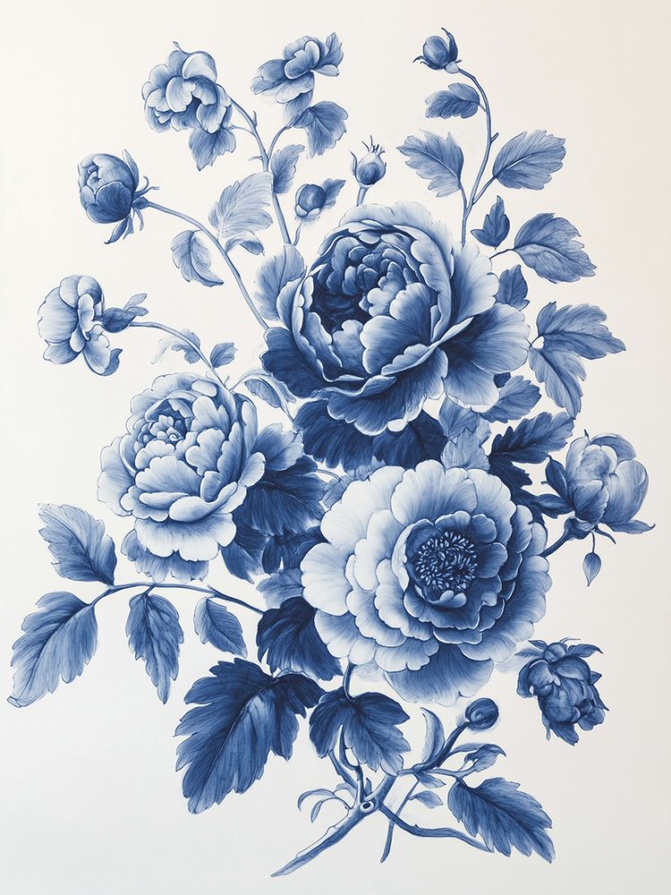 Blue Porcelain Flowers 2 art print by Heidi Kuntz for $57.95 CAD