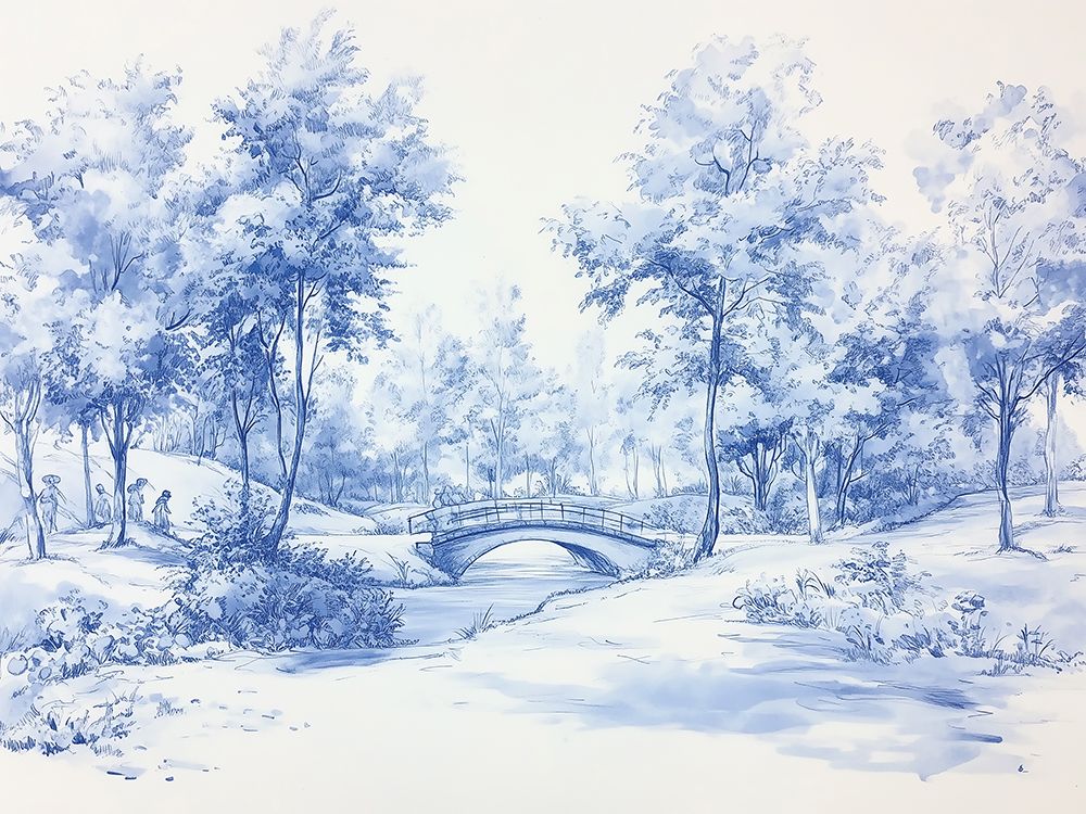 Blue Toile Scene II art print by Heidi Kuntz for $57.95 CAD