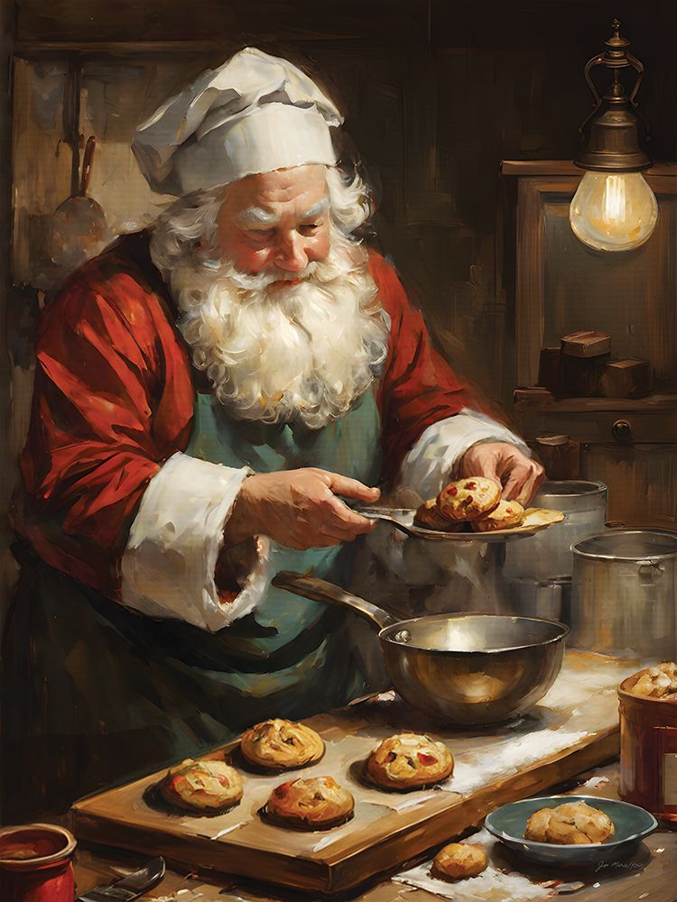 Santa Baking art print by Jo Moulton for $57.95 CAD