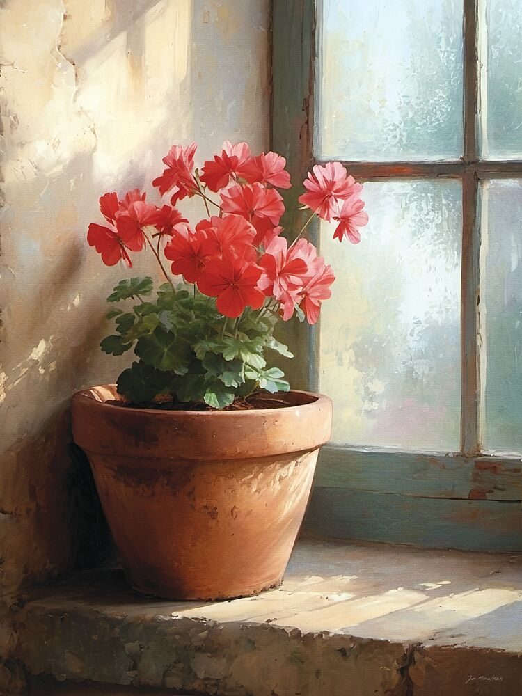 Sunlit Geraniums art print by Jo Moulton for $57.95 CAD