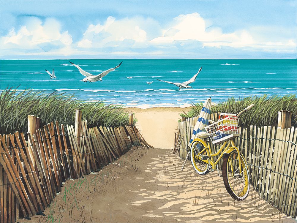 Yellow Beach Taxi art print by John Rossini for $57.95 CAD