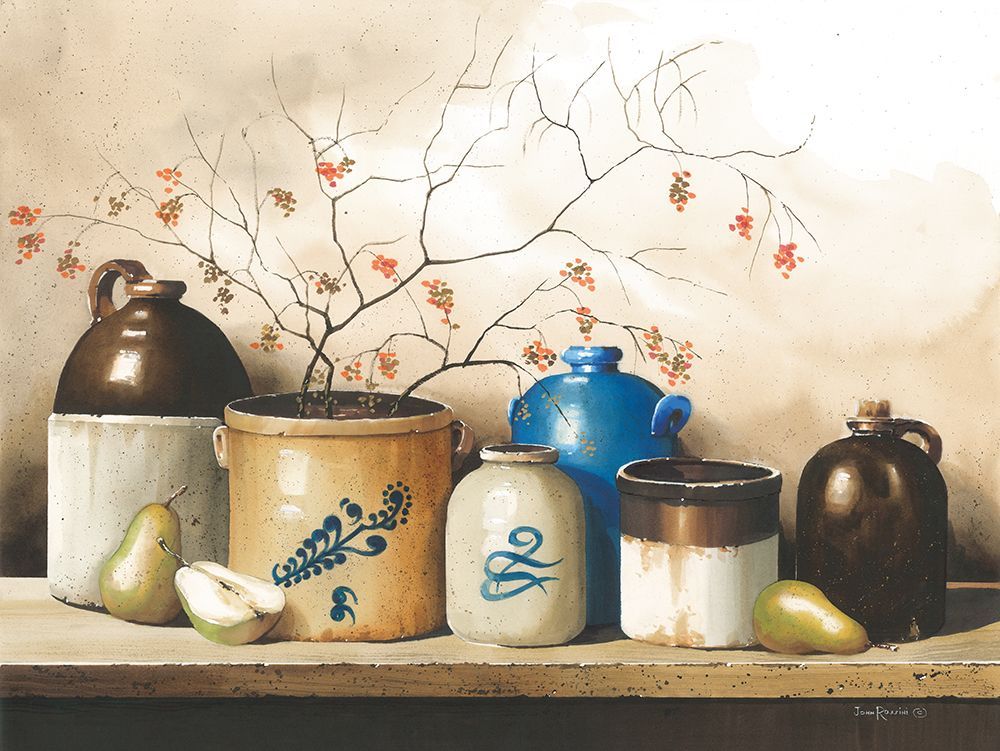 Pears and Crockery art print by John Rossini for $57.95 CAD