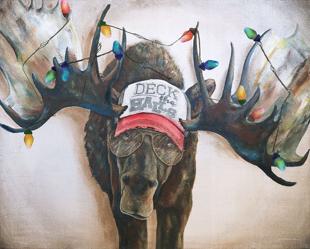 Deck the Halls Moose art print by Kamdon Kreations for $57.95 CAD